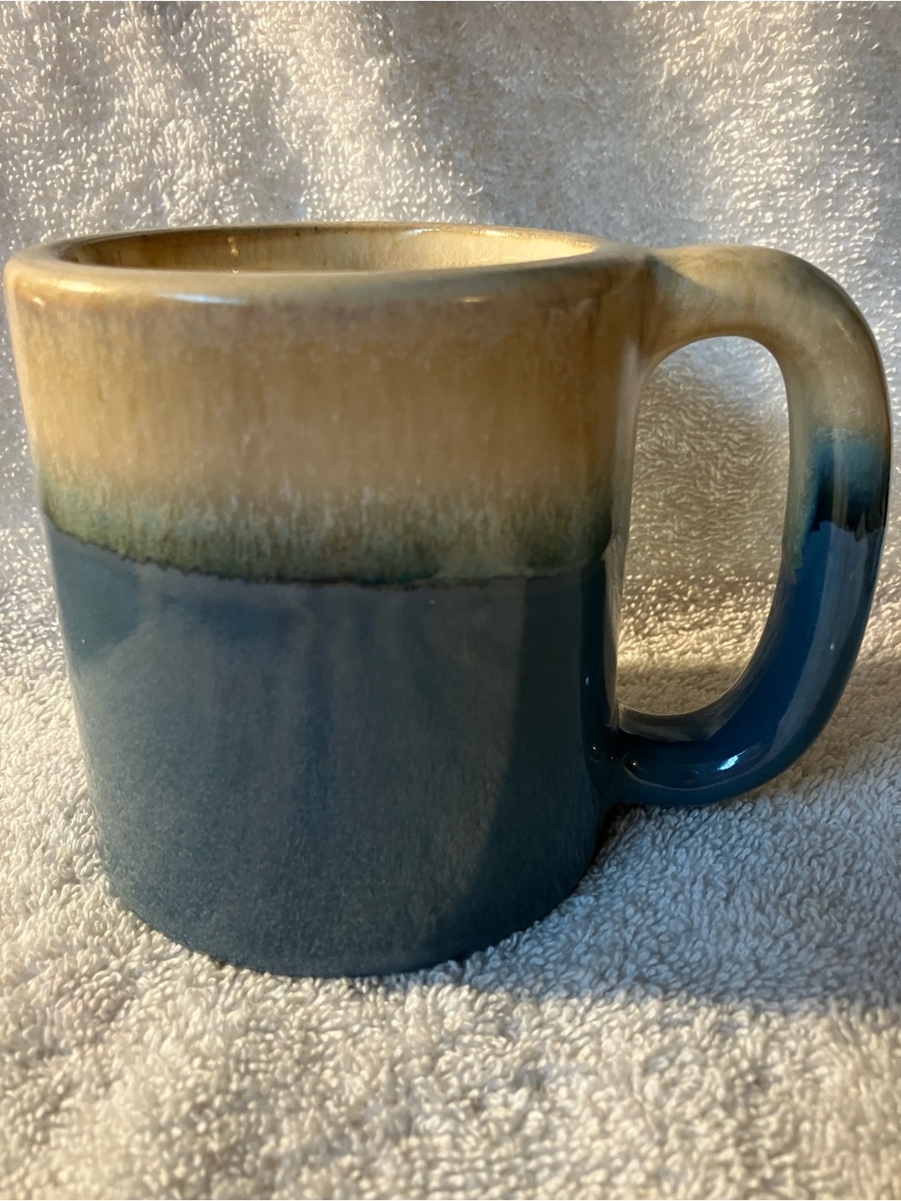 Rodolfo Padilla Two-Tone Ceramic Coffee Mug - Blue and Cream Oversized
